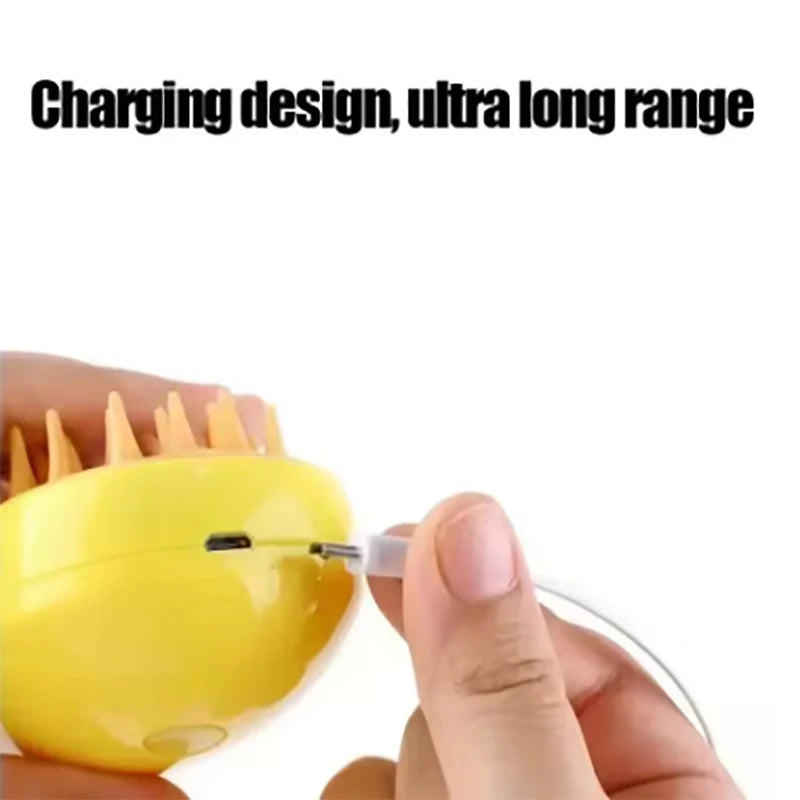 3-in-1 Electric Steam Cat Brush for Massage and Hair Removal