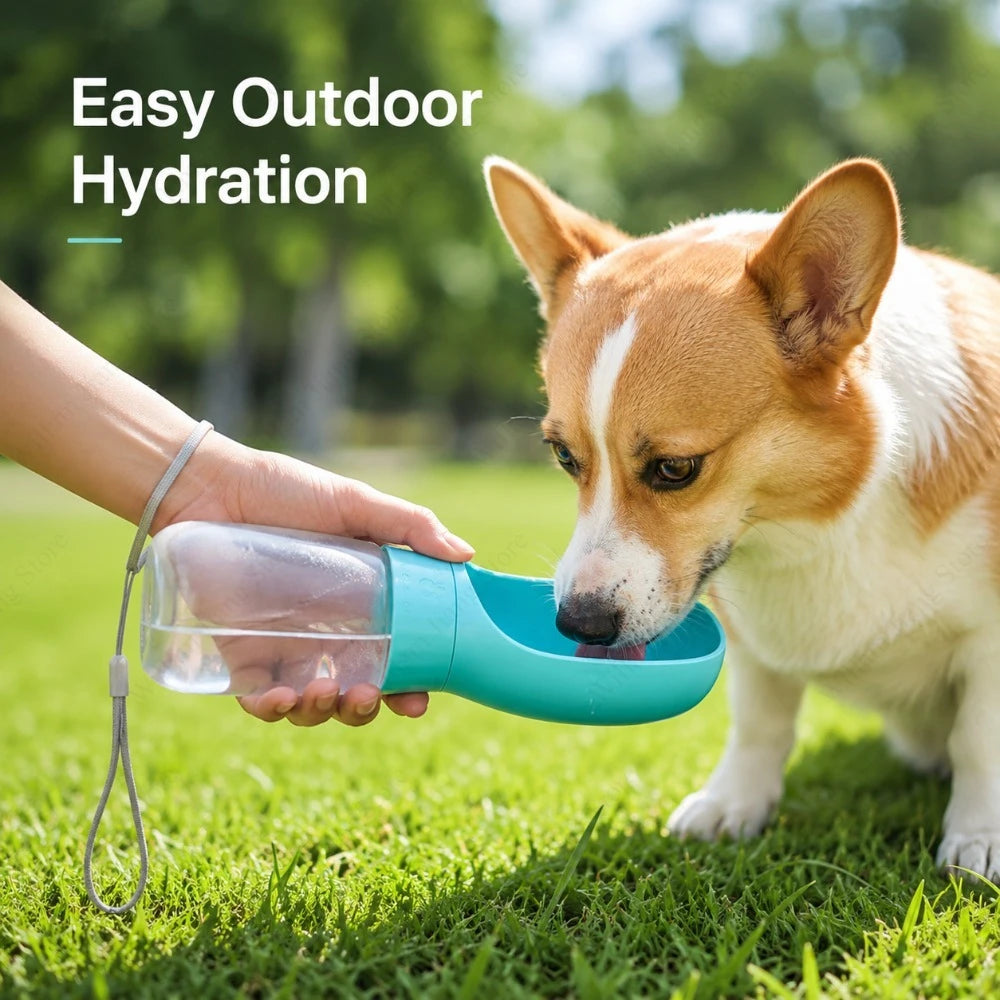 Portable Travel Pet Water Bottle with Integrated Drinking Bowl