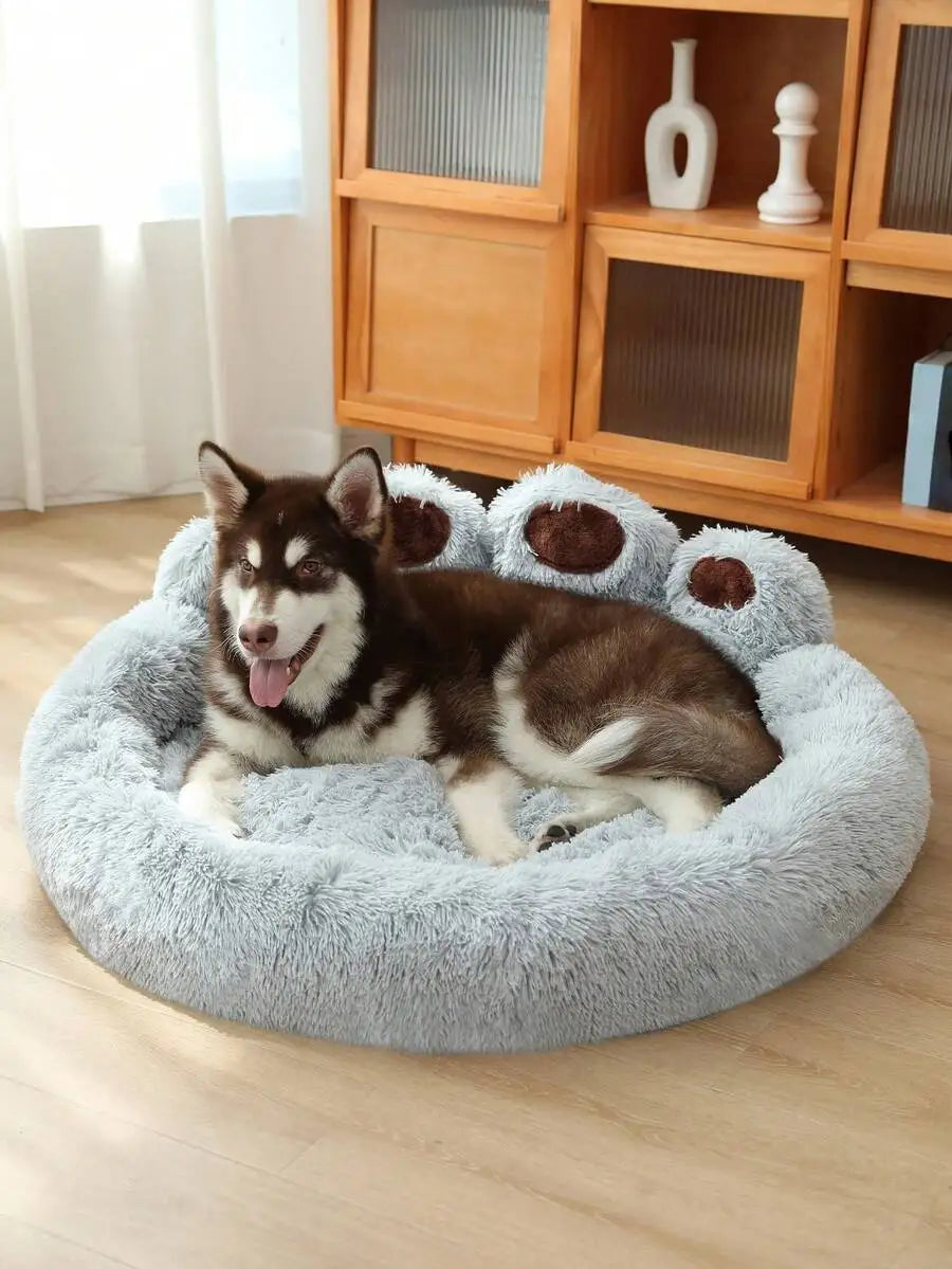 Bear Paw Plush Pet Bed for Cats and Dogs All Seasons