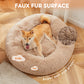 Calming Round Fluffy Faux Fur Dog Bed for Large Dogs