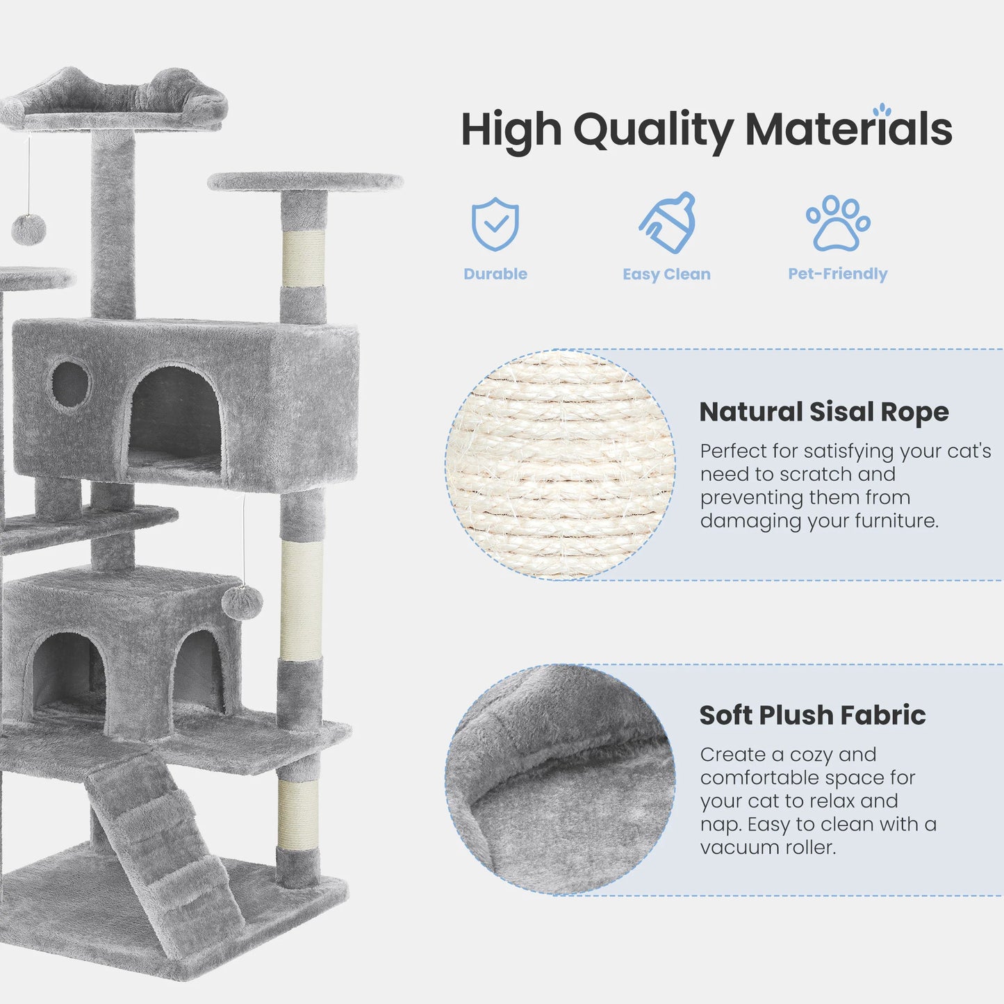 54-Inch Multi-Level Cat Tree Tower with Scratching Posts