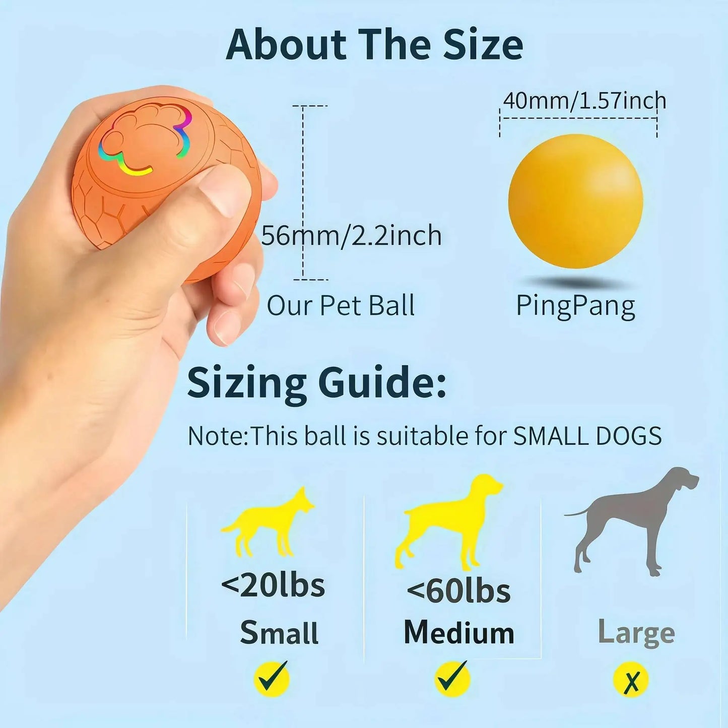 Smart Interactive Dog Toy Ball with USB Rolling RGB Lights