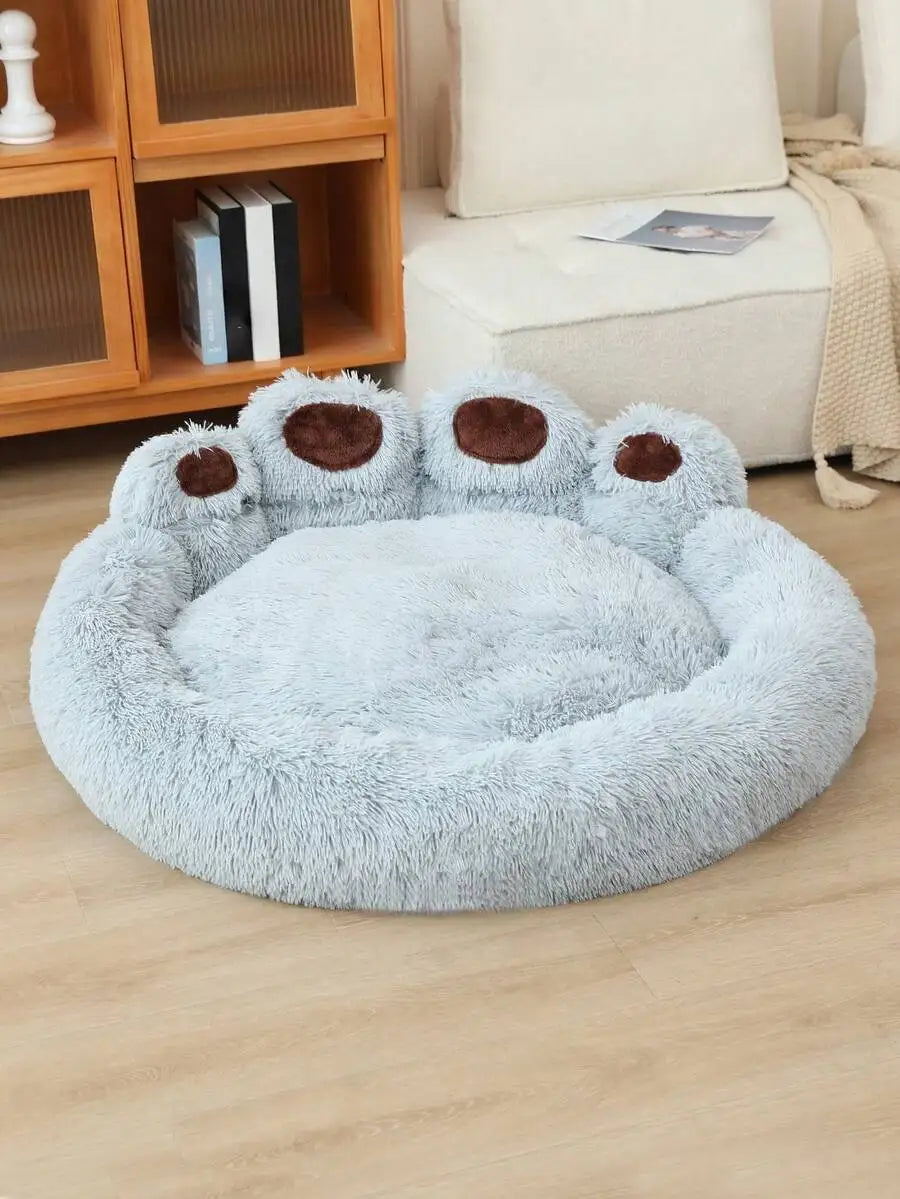 Bear Paw Plush Pet Bed for Cats and Dogs All Seasons