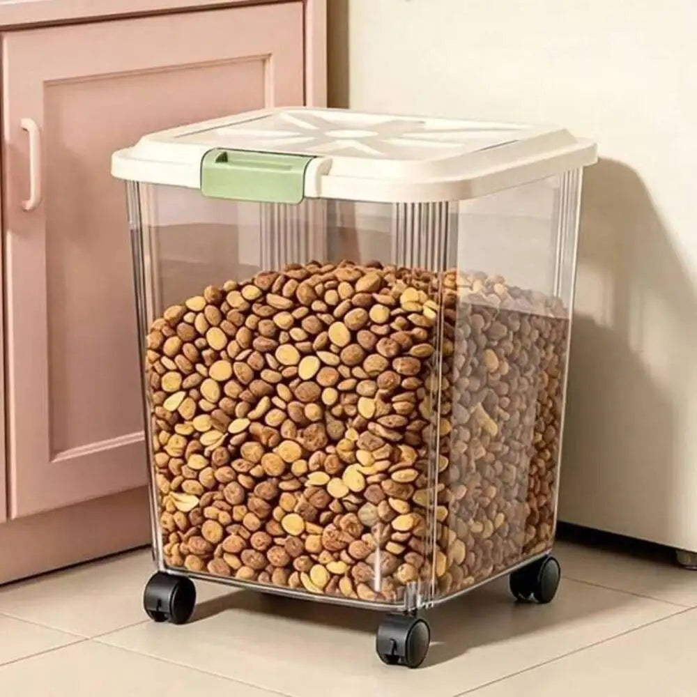 Large Transparent Pet Food Storage Container with Scoop