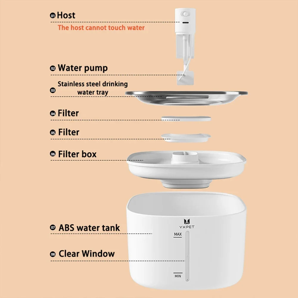 4L Wireless Stainless Steel Pet Water Fountain with Sensor