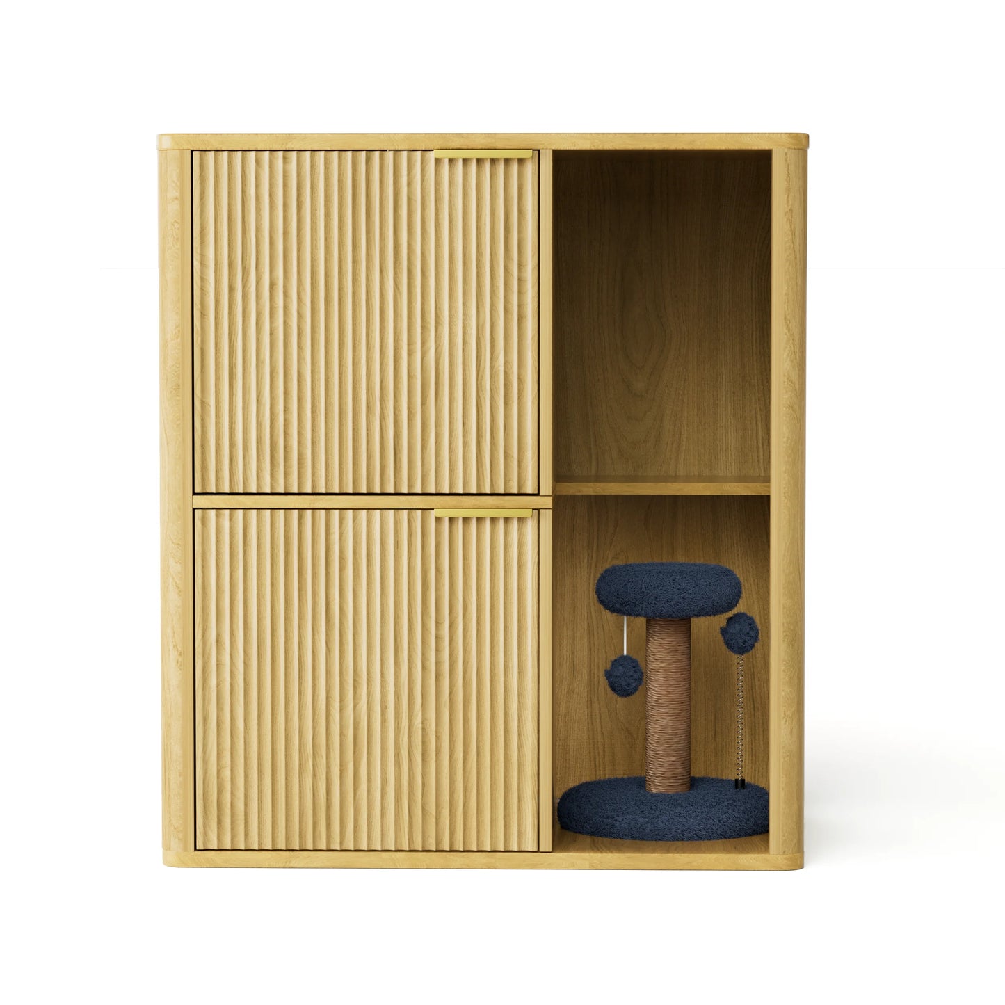 31.5" Wooden Cat Litter Cabinet with Cat Tree and Storage