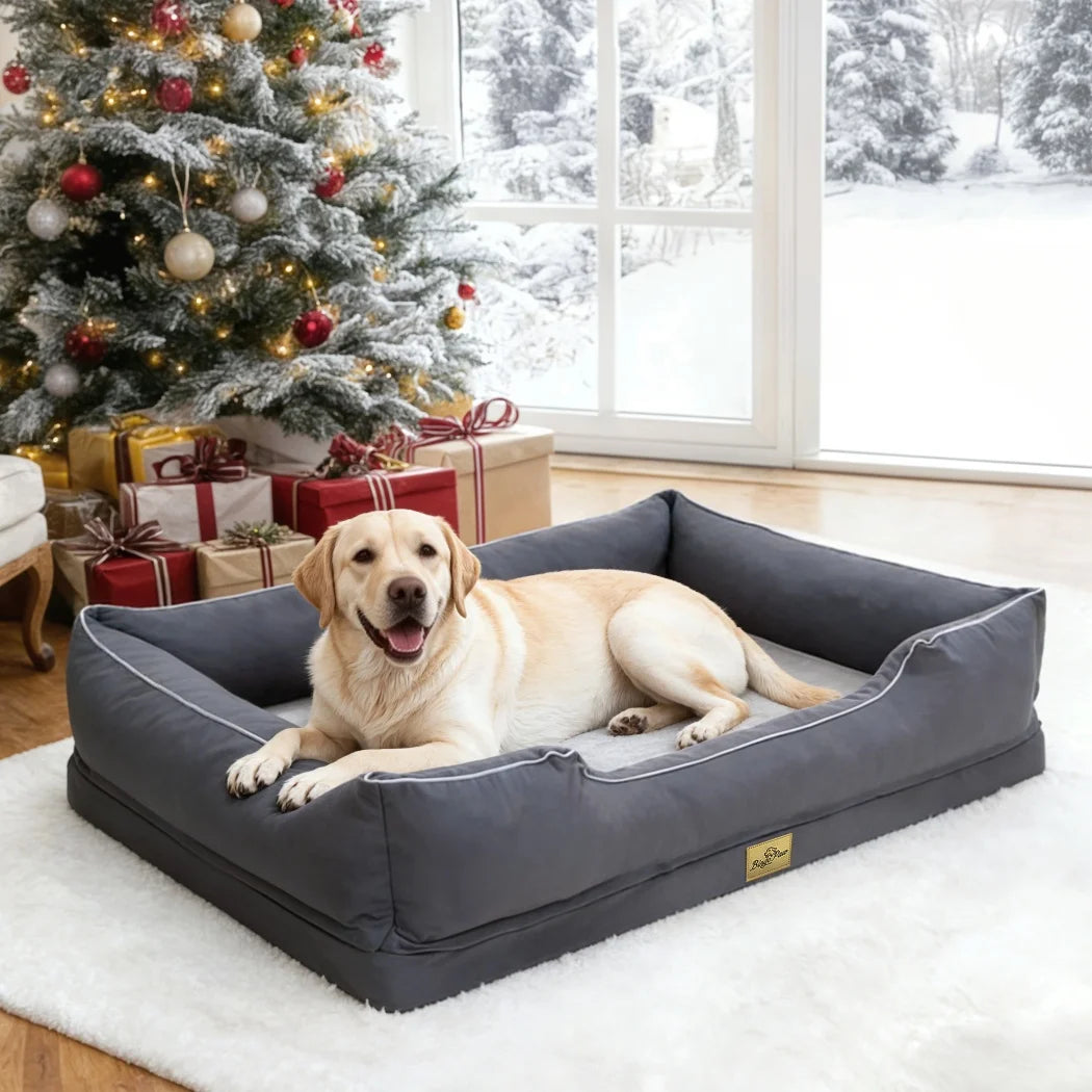 Extra Large Orthopedic Dog Bed with Soft Calming Bolster